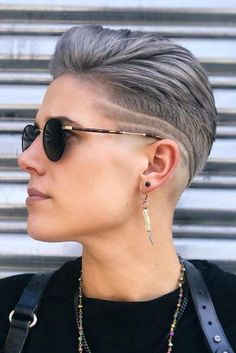 The Best Guide To Womens Fade Haircut Youll Ever Read �★ Undercut Lines Design Women, Shaved Female Hairstyles, Womens Faded Short Hair, Fades On Women, Fade Lines Haircut, Men Shirt Haircut, Shaved Lines In Hair Women, Faded Buzzcut For Women, High Fade Women