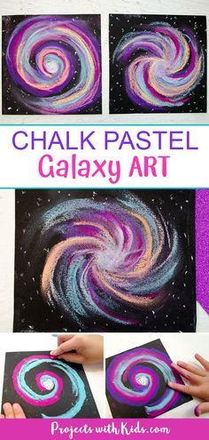 chalk pastel galaxy art project for kids