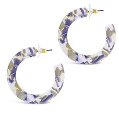 Bright colors and bold designs can add interest to any outfit in your wardrobe. And when you're wearing these 1.75" resin hoops, everyone will want to compliment you on your on-trend style! Available in over a dozen unique color tones, the option is yours. Materials: 14K gold over brass, resin. Features: 1.75" hoop, 0.3" width, Lead & Nickel free, post back Trendy Small Hoop Resin Earrings, Trendy Plastic Hoop Earrings, Flat Hoop Earrings, Resin Hoop Earrings, Forever Jewelry, Free Post, Keep Jewelry, Colour Tone, Sterling Earrings