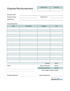 an invoice form for employees to pay