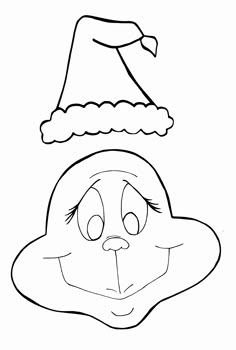 a black and white drawing of an angry bird with a santa hat on it's head