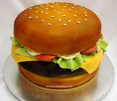 a cake made to look like a hamburger