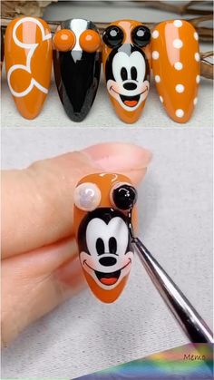 Makeup 40s, Quick Nail Art, Mickey Nails, Small Eyes, Nail Design Video, Art Deco Nails, Watery Eyes, Nail Art Techniques