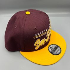 Arizona State Sun Devils Hat Men Red Yellow 9fifty New Era Snap Back Cap New Yellow Flat Bill Hat For Sports Events, Casual Yellow Snapback Hat For Baseball Season, Yellow Snapback Hat With Flat Bill For Outdoor, Yellow Flat Bill Snapback Hat For Outdoor, Yellow Baseball Cap With Flat Bill, Yellow Snapback Hat For Streetwear With Flat Brim, University Red Casual Snapback Hat, Yellow Snapback Hat For Outdoor, Yellow Snapback Hat For Sports Events