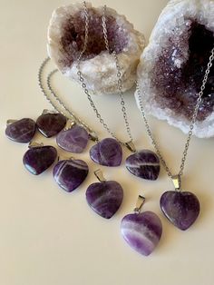 Amethyst Heart Necklace for Women, Rose Quartz Heart Necklace, Healing Stone Necklace, Gift for Her, Amethyst Crystal Necklace, Gemstone Jewelry, Gift for Mom, Valentines Day Gift ♥ Genuine Amethyst stone ♥ Genuine Rose Quartz stone ♥ Handmade in Canada ♥ Crystal Necklace ♥ 20 Inch stainless steel chain AMETHYST 💗 Amethyst is a natural tranquillizer, it relieves stress and strain, soothes irritability, balances mood swings, and dispels anger, rage, fear and anxiety. Alleviates sadness and grief Amethyst Heart Necklace, Mom Valentines Day Gift, Amethyst Crystal Necklace, Amethyst Heart, Healing Stones Necklace, Wardrobe Wishlist, Healing Necklace, Rose Quartz Heart, Rose Quartz Stone