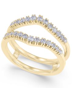 Dazzle-up your solitaire with gorgeous shine of this round-shape diamond curved ring guard (3/8 ct. t.w.). Macy's 14k Yellow Gold Diamond Ring, Macy's Yellow Gold 14k Diamond Ring, Macy's Yellow Gold Diamond Ring, Macy's Yellow Gold Diamond Ring With Vvs Clarity, Macy's Yellow Gold Diamond Ring Vvs Clarity, Macy's Vvs Clarity Yellow Gold Diamond Ring, Macy's Formal Gold Diamond Ring, Macy's Yellow Gold Diamond Ring For Anniversary, Macy's Yellow Gold Diamond Anniversary Ring