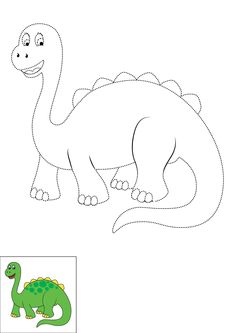 a cartoon dinosaur to be colored, the coloring book for preschool