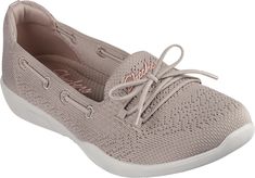 This pull-on style features a Stretch Fit engineered knit and leather upper with adjustable laces, Air-Cooled Memory Foam insole and shock absorbing midsole. Ankle Strap Sandals Flat, Athletic Sandals, Canvas Boots, Us Size 10, Footbed Sandals, Open Toed Heels, Casual Loafers, Boy Shoes, Skechers Women