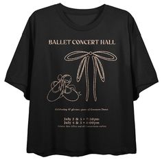 Add a fresh centerpiece to your next look with this cute Juniors' Faded Ballet Concert Hall Poster Boxy Crewneck Graphic Tee. Add a fresh centerpiece to your next look with this cute Juniors' Faded Ballet Concert Hall Poster Boxy Crewneck Graphic Tee. FEATURES Crewneck Short sleevesFABRIC & CARE Cotton Machine wash Imported Size: Large. Color: Black. Gender: female. Age Group: kids. Ballet Concert, Crewneck Graphic, Concert Hall, Gender Female, Graphic Tee, Age Group, Graphic Tees, Ballet, Short Sleeves