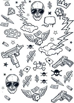 a bunch of tattoos on a white background