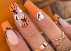 Burnt Orange Nails, Orange Nail Designs, Pumpkin Nails, Her Nails, Fall Acrylic Nails