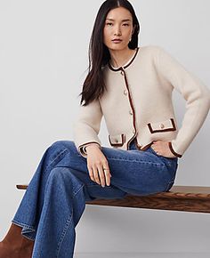 Shop Ann Taylor for effortless style and everyday elegance. Our Faux Suede Trim Sweater Jacket is the perfect piece to add to your closet. Crew neck. Long sleeves. Button front. Flap button welt pockets.,Hit:19 3/4" long,Imported:Imported,Fit:Softly fitted,Length:19 3/4" long,Fabrication:Body: 76% Polyester, 22% Nylon, 2% Spandex; Trim: 96% Polyester, 4% Spandex,Garment Care:Machine Washable Faux Suede Trim Sweater Jacket by Ann Taylor Size regular - Large Sand Shell Women's Faux, Leather, Suede Chic Fall Outerwear With Button Cuffs, Classic Fall Outerwear With Buttons, Chic Fall Outerwear With Button Closure, Elegant Fall Outerwear With Buttoned Pockets, Classic Fall Outerwear With Button Closure, Tailored Single Button V-neck Outerwear, Fitted Suede Outerwear With Button Closure, Cream Button-up Outerwear With Snap Buttons, Cashmere V-neck Outerwear With Buttons