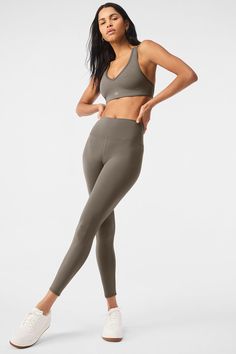 Airlift Ribbed Jump Start V-Neck Bra - Olive Tree | Alo Yoga Workout Tights, High Waist Bottoms, Olive Tree, Best Yoga, Alo Yoga, Yoga Wear, Working Out, Yoga Pants, Women Men