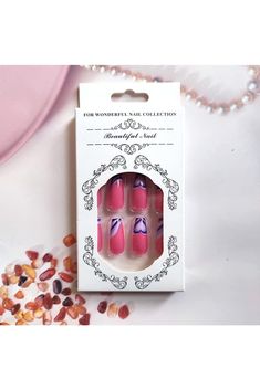 24Pcs Valentine&#39;s Day Pink Press on Nails Medium Length Coffin Purple Heart Fake Nails Full Cover Glue on Nails with Designs Valentine&#39;s Day Glossy Acrylic False Nails Stick On Nails for Women Girls Nails Medium, Stick On Nails, Purple Heart, False Nails, Glue On Nails, Fake Nails, Beautiful Nails, Press On Nails