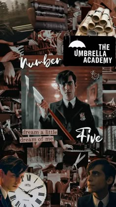 the umbrella academy poster with collage of images