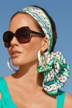 Cute Headband Hairstyles, Unique Clothes For Women, Head Scarf Styles, Bow Hairstyle, Wearing Sunglasses, Hair Wraps, Boston Proper, How To Wear Scarves