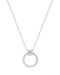 Bloomingdale's Diamond Circle Pendant Necklace in 14K White Gold, 0.50 ct. t.w. - 100% Exclusive Diamond White Necklace With Baguette Diamonds, White Gold Round Diamond Necklace With Baguette Diamonds, Anniversary Diamond Necklace With Baguette Diamonds, Fine Jewelry Round Diamond Necklace With Baguette Diamonds, Round Baguette Diamond Necklace For Anniversary, Platinum Jewelry With Baguette Diamonds In Round Cut, Fine Jewelry Diamond Necklace With Baguette Diamonds, Platinum Jewelry With Round Cut Baguette Diamonds, Anniversary Round Baguette Diamond Necklace