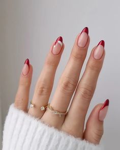 Christmas is just around the corner, so we gathered lots of Christmas nail designs and winter nail ideas—like this simple red French tip mani complete with ADORABLE Santa hat nail art—so you have all the inspo you need to celebrate the season with the perfect holiday nail look! Santa Nails, Almond Nails