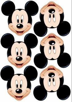 mickey mouse faces with different expressions for each character in the cartoon series, which includes four heads