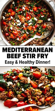 Mediterranean ground beef stir fry recipe Mediterranean Red Meat Recipes, Mediterranean Ground Beef, Mediterranean Beef, Mediterranean Diet Recipes Dinners, Mediterranean Meals, Healthier Meals