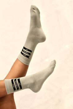 Cozy crew socks made with natural cotton. Printed with our original ribbon logo. Ribbon Logo, Book Photo, Yoga Socks, Calf Socks, Knee High Sock, Crew Socks, Mid Calf, Natural Cotton, Socks