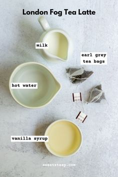 the ingredients for london fog tea latte