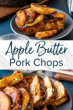 apple butter pork chops on a plate