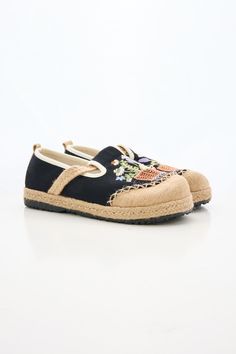 These light breathable espadrilles feature delicate embroidery for a touch of whimsy. Made with linen, they're perfect for a day of fun in the sun. (No prickly cacti here - just flowers and comfort!) 0.59" heel Slip-on 100% Linen upper No lining Natural straw mat breathable insole Rubber sole Embroidered Slip-on Espadrilles For Beach, Summer Embroidered Espadrilles With Round Toe, Spring Embroidered Round Toe Espadrilles, Summer Embroidered Flat Espadrilles, Embroidered Flat Espadrilles For Summer, Casual Embroidered Closed Toe Espadrilles, Casual Flat Embroidered Espadrilles, Embroidered Closed Toe Espadrilles For Spring, Spring Embroidered Closed Toe Espadrilles