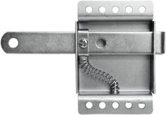 a metal door latch with screws on it