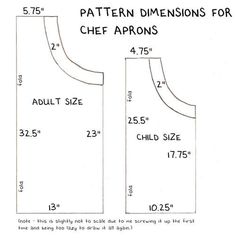 the pattern for an apron is shown with measurements