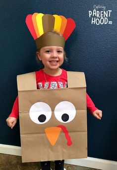 Paper Bag Turkey Craft, Paper Bag Turkey, Thanksgiving Activities Preschool, Turkey Costume, Easy Thanksgiving Crafts