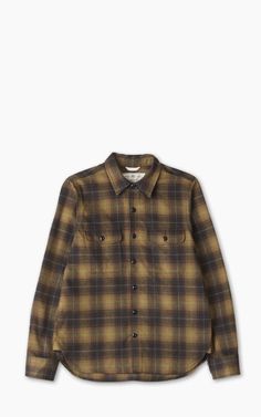 Rogue Territory Field Shirt Sienna Brushed Plaid | Cultizm Fitted Plaid Flannel Shirt With Spread Collar, Yarn-dyed Plaid Shirt For Fall, Plaid Cotton Top With Spread Collar, Classic Brown Flannel Top, Plaid Cotton Flannel Shirt For Work, Plaid Yarn-dyed Cotton Tops, Rogue Territory, Levis Vintage Clothing, Wing Shoes