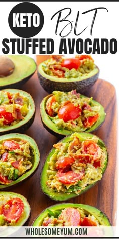 BLT Stuffed Avocado Stuffed Avocado Recipes, Keto Avocado Recipes, Best Avocado Recipes, Avocado Recipes Easy, Avocado Blt, Stuffed Avocados, Stuffed Avocado, Whole 30 Keto