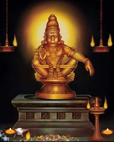 a golden statue sitting on top of a table