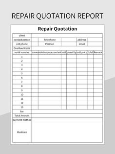 an invoice form for repair and maintenance with the words repair written on it