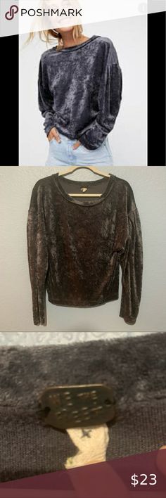 Free People We the Free Milan Dark Gray Luxe Velvet Dolman Sleeves Pullover Top Dolman Sleeve, Free People Tops, Dark Gray, Milan, Velvet, Grey