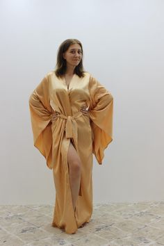 A long kimono robe will decorate your wardrobe and become a great addition to your clothes. Suitable as a gift for a best friend. The robe is sewn from silk satin. You can choose the color in the options. Also, if you need other size parameters, contact me and we will solve everything) Silk Wrap Robe For Sleep, Silk Robe With Kimono Sleeves For Sleep, Silk Evening Kimono With Kimono Sleeves, Silk Robe With Satin Finish For Sleep, Long Satin Robe With Satin Finish, Silk Satin Finish Sleep Robe, Silk Robe With Kimono Sleeves For Party, Silk Kimono Robe For Party, Silk Party Robe With Kimono Sleeves