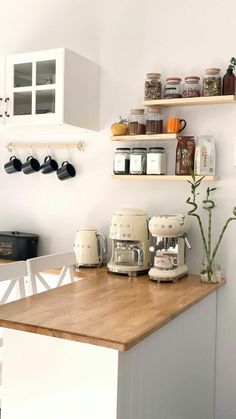 the kitchen counter is clean and ready to be used as an appliance for cooking