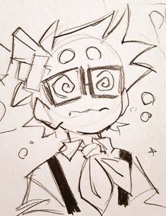 a drawing of a boy with glasses and a tie