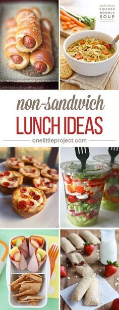 the cover of non - sandwich lunch ideas is shown with pictures of sandwiches and other foods