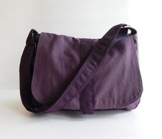 Sale - Plum Canvas Messenger bag, Handbag, School Bag, Diaper Bag, Tote, Crossbody, Laptop, Purse, W School Canvas Crossbody Bag, Big Messenger Bag, Handbag School, Laptop Purse, Hemp Bag, Purple Stuff, Purple Canvas, Laptop Bag For Women, Purple Bag