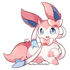 a pink and blue pokemon sitting on top of a white ground with its eyes closed