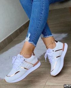 Fisdy - Zapatillas deportivas de ocio con plataforma gruesa y correa de velcro White Lace-up Walking Shoes For Summer, Orthopedic Shoes Stylish, Plateau Sneaker, Orthopedic Shoes, Leather Patchwork, Dad Shoes, Style Preppy, 2024 Trends, Casual Sport Shoes