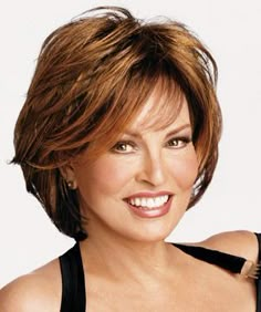 50 Best Short Hairstyles for Women Over 50 | herinterest.com Modern Bob Haircut, Mother Of The Bride Hair, Layered Hairstyles, Layered Bob Hairstyles, Mom Hairstyles, Short Layered, Raquel Welch, Penteado Cabelo Curto, Cute Cuts