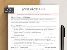 a professional resume is shown on top of a piece of paper