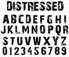 an old fashioned font and numbers set in grungy black ink on a white background