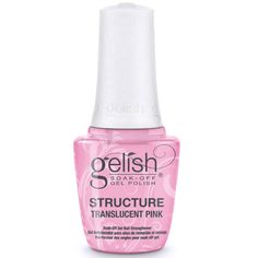 Harmony Gelish Structure - Translucent Pink #1140004 0.5 oz 15 mL Protect + color Nail strengthener Must be cured with LED light or UV light systems LED 18G light cure time - 30 seconds LED 5-45 light cure time - 45 seconds Gelish Structure Gel, Red Carpet Manicure, Soak Off Gel Nails, Nail Remover, Gel Designs, Aroma Oil, Nail Strengthener, Nail Supplies, Gel Polish Colors