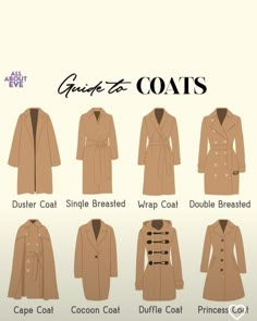 Winter Coat Fashion Outfits, Womens Overcoat Outfits, Jacket Types Women, Coat Length Guide, Types Of Trench Coats, Types Of Capes, Types Of Coats For Women, Overcoat Outfit Women, Overcoat Outfit