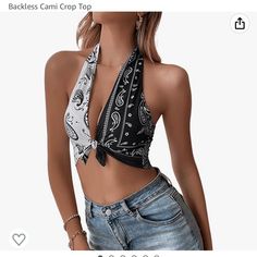 Size Small, No Underwire In Top. Concert Top, Haine Diy, Bandana Top, Hippie Top, Paisley Scarves, Women Halter, Cowgirl Outfits, Halter Tops, Cropped Tops