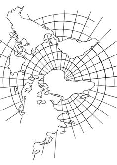 the world map is shown in black and white, as well as lines on it